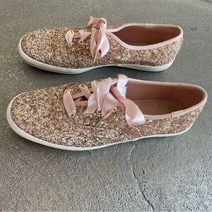 Kate Spade x Keds Sparkling Pink Rose Gold Glitter Sneakers Size 9